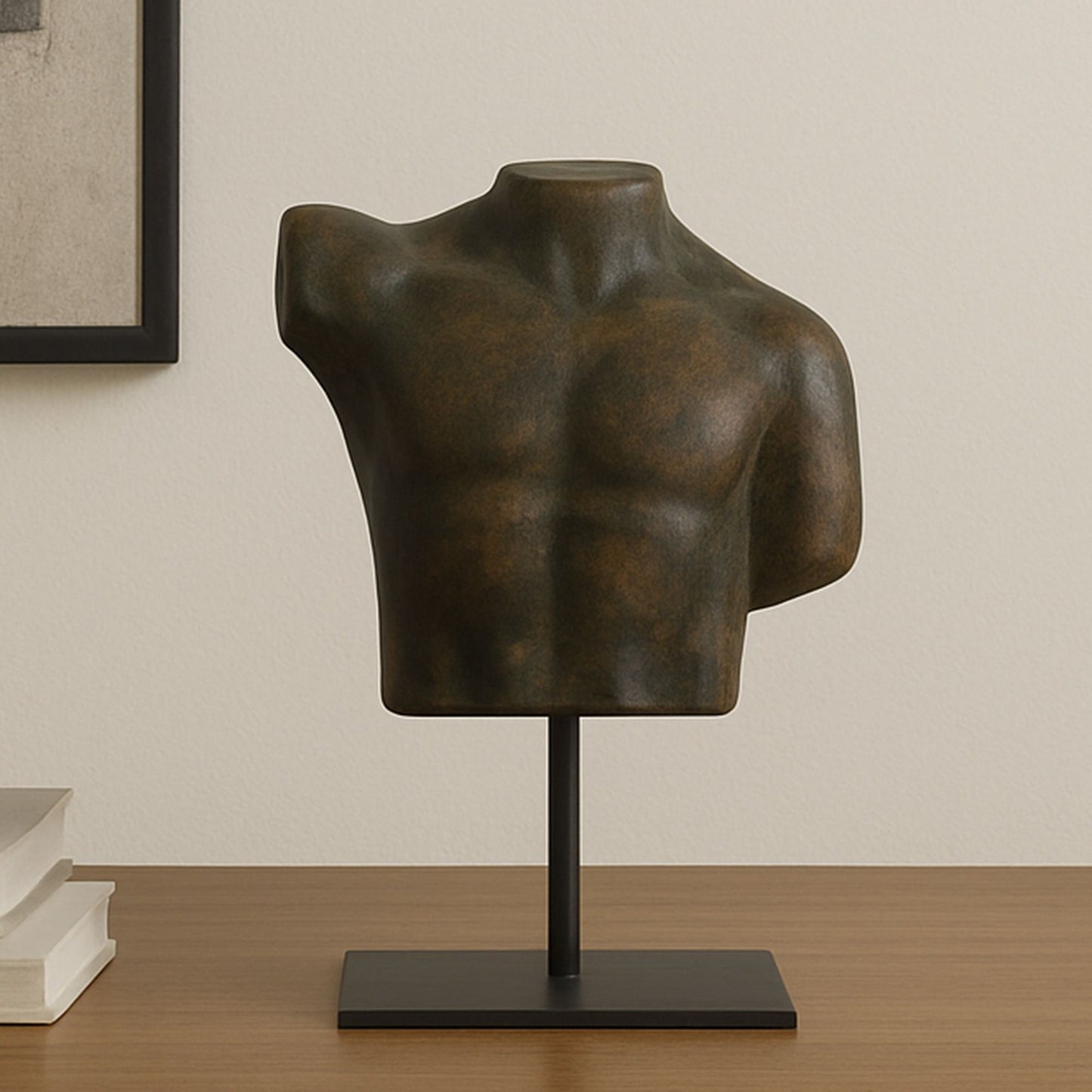 Victor - Cast Aluminum Sculpture - Dark Green Patina / Brown