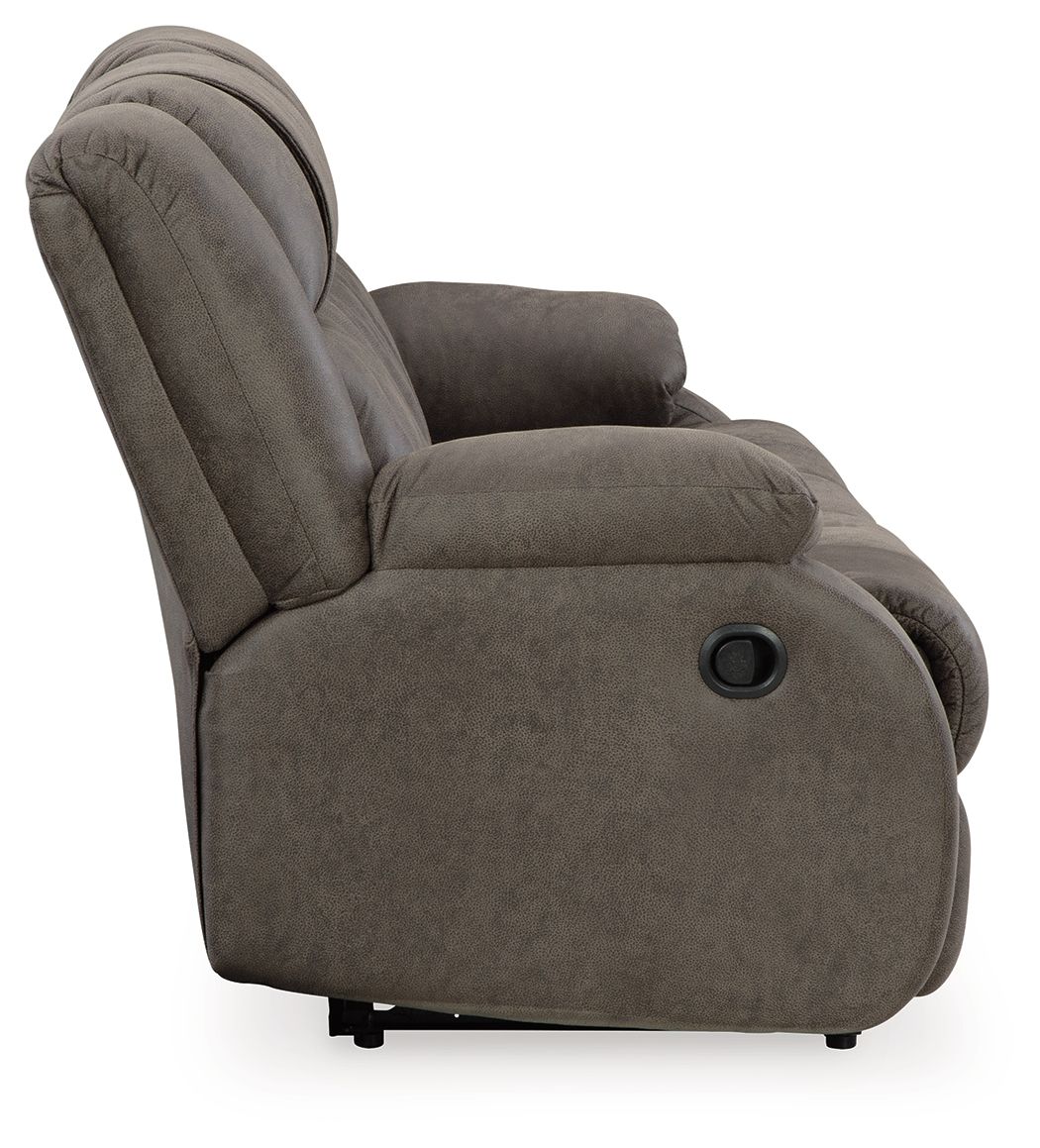 First Base - Reclining Sofa - Faux Leather - Gunmetal