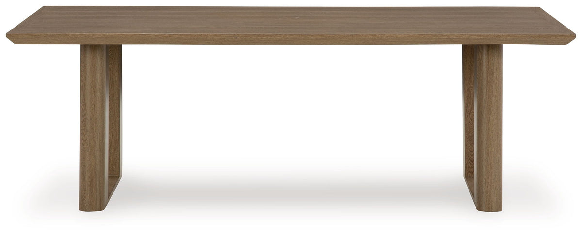 Serene Bay - Rectangular Dining Table With Umbrella Option - Dark Brown