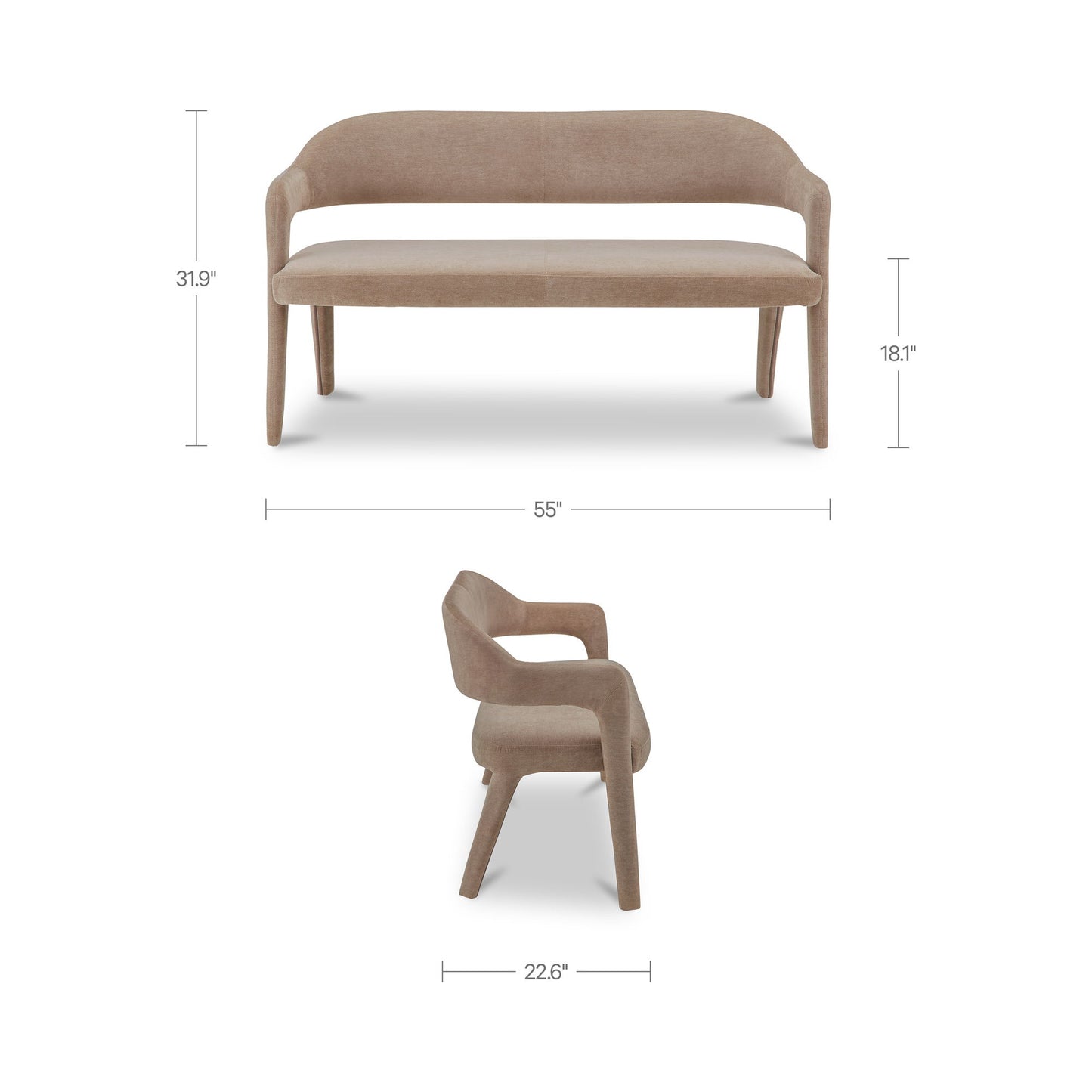 Martens - Dining Bench - Camel / Brown