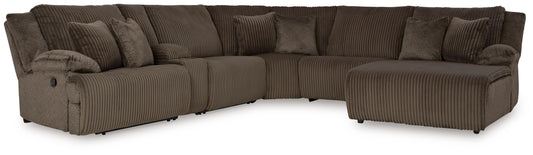 Top Tier - 6-Piece Reclining Sectional With Raf Press Back Chaise - Fabric - Chocolate