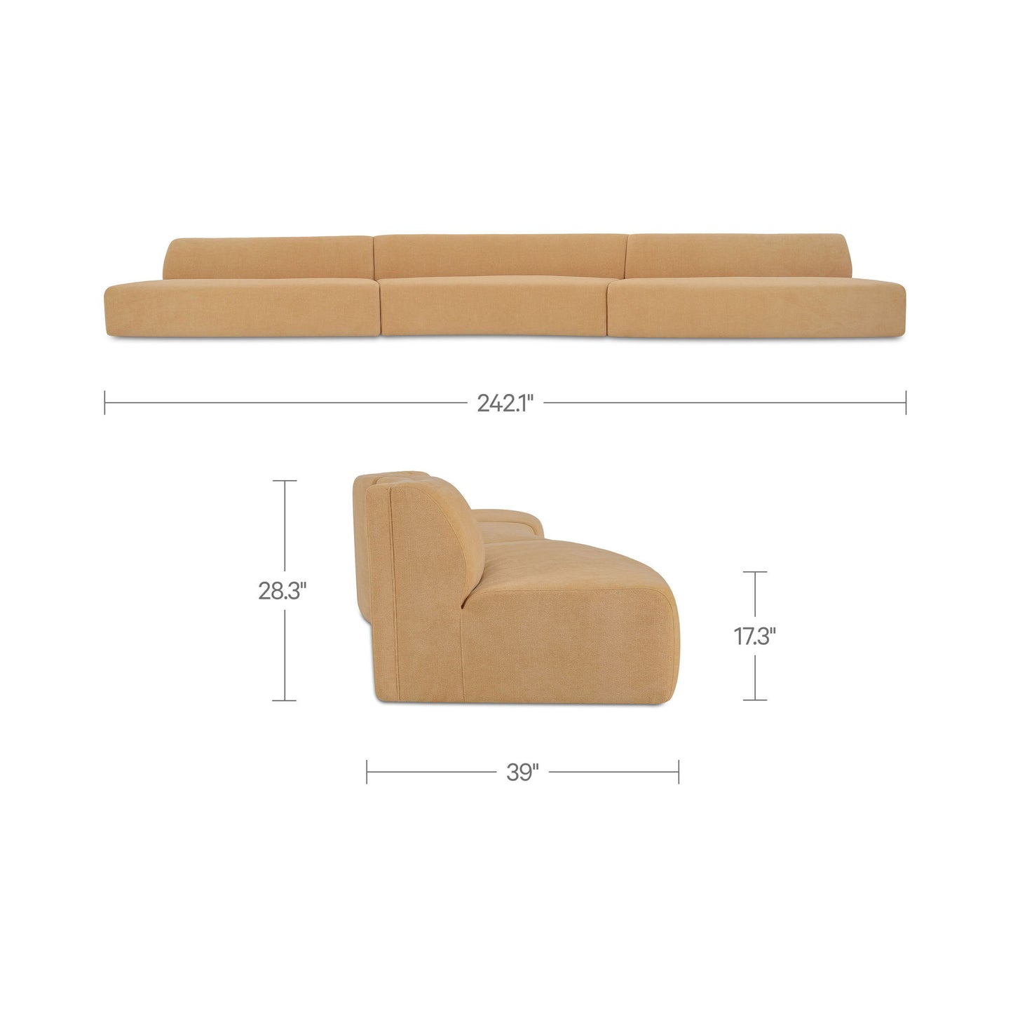 Naomi - 3 Piece Wave Modular Sectional - Golden Yellow