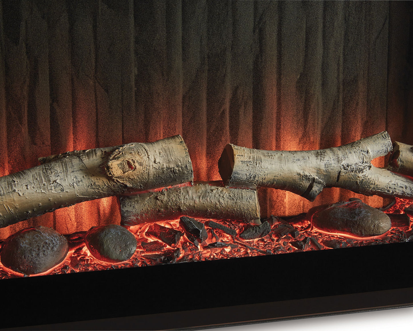 Entertainment Accessories - Black - Fireplace Insert With Faux Birch Log Set