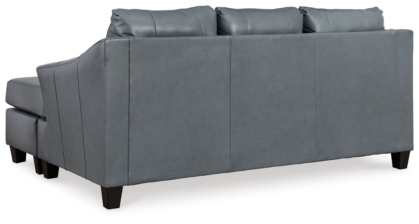 Genoa - Sofa Chaise - Leather Match - Steel
