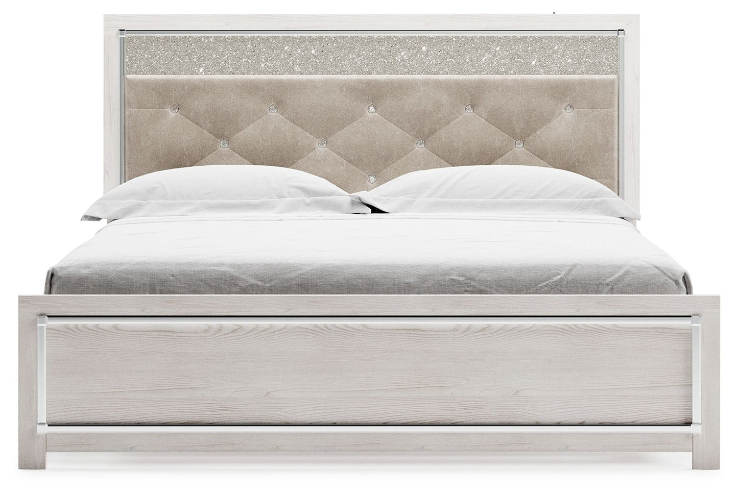 Altyra - White - King Panel Bed With Upholstered Headboard