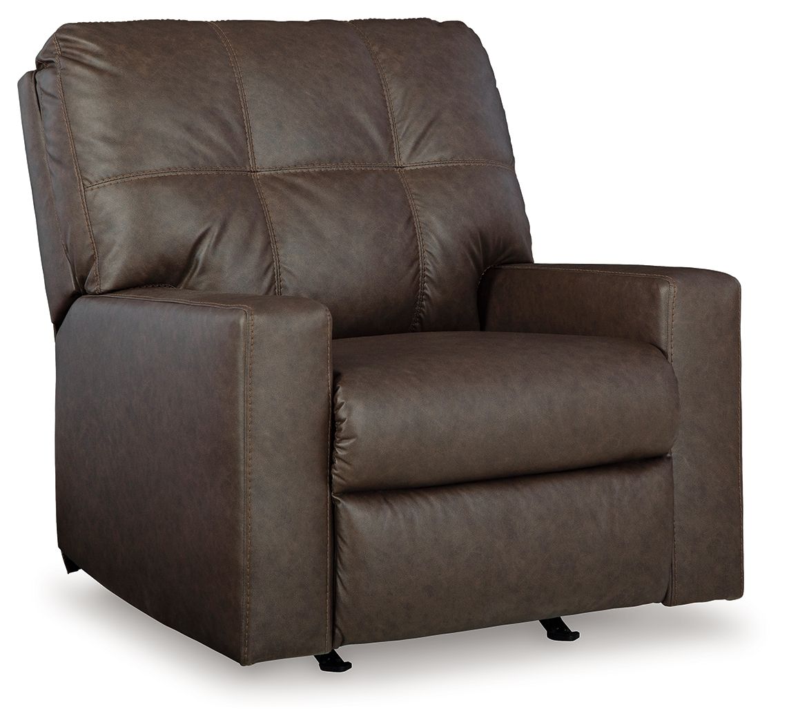 Barlin Mills - Rocker Recliner - Faux Leather - Umber