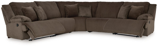 Top Tier - 5-Piece Reclining Sectional - Fabric - Chocolate