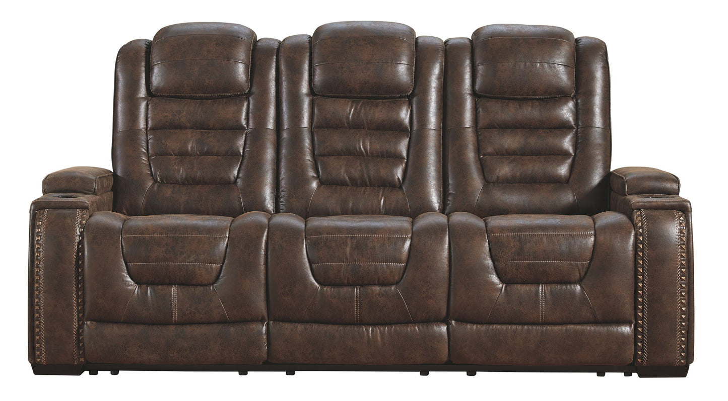 Game Zone - PWR REC Sofa with ADJ Headrest - Bark