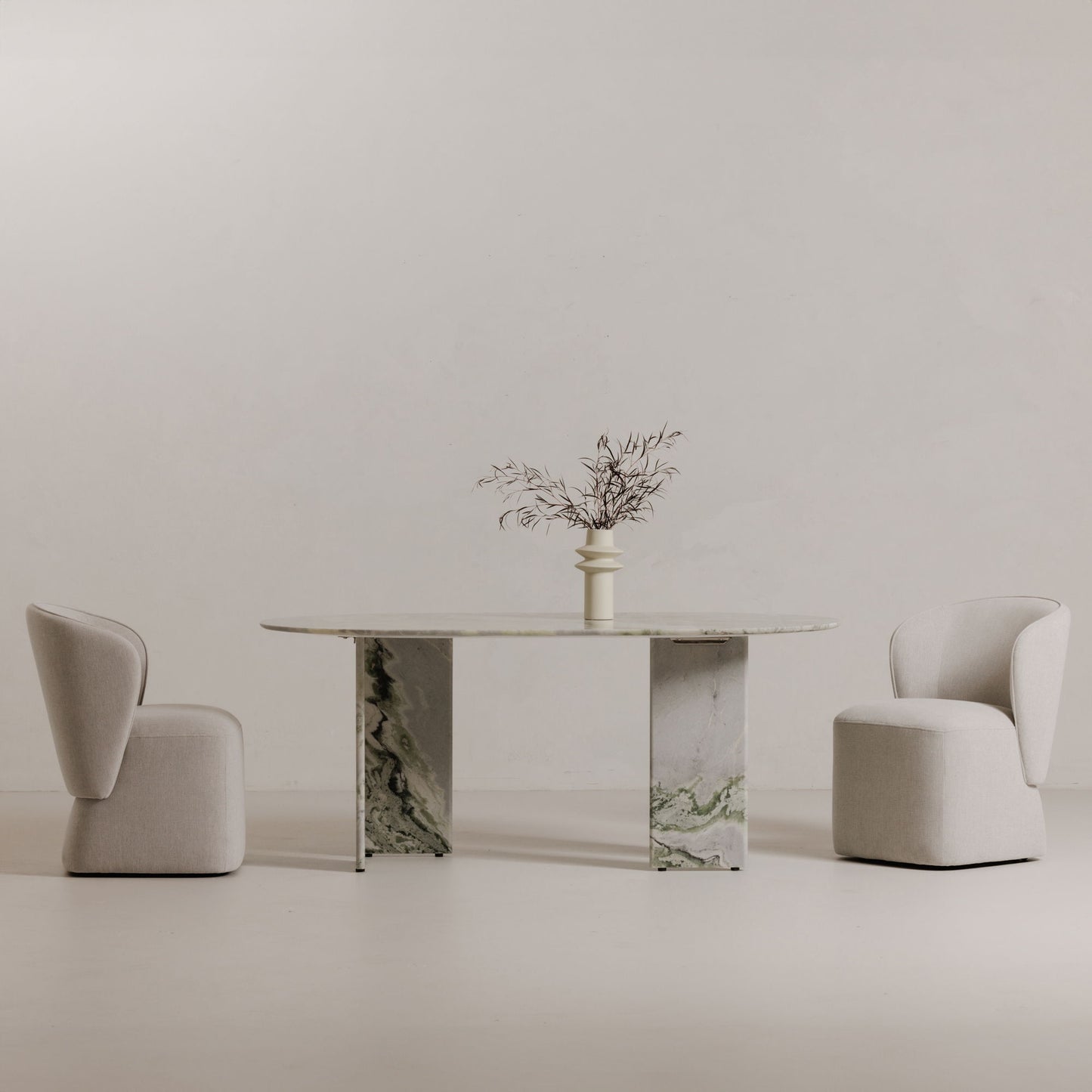 Celia - Oval Dining Table - Green / Onyx Marble