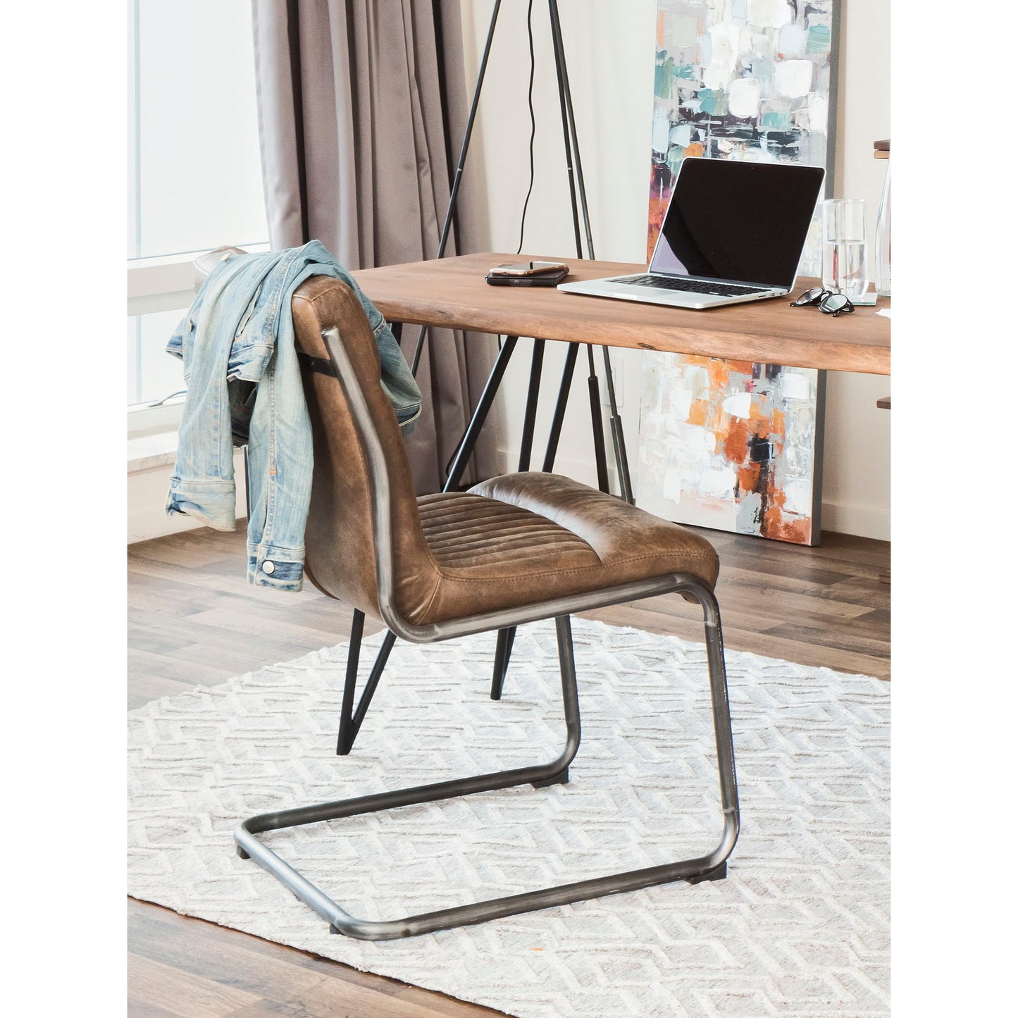 Ansel - Leather Dining Chair (Set of 2) - Grazed Brown