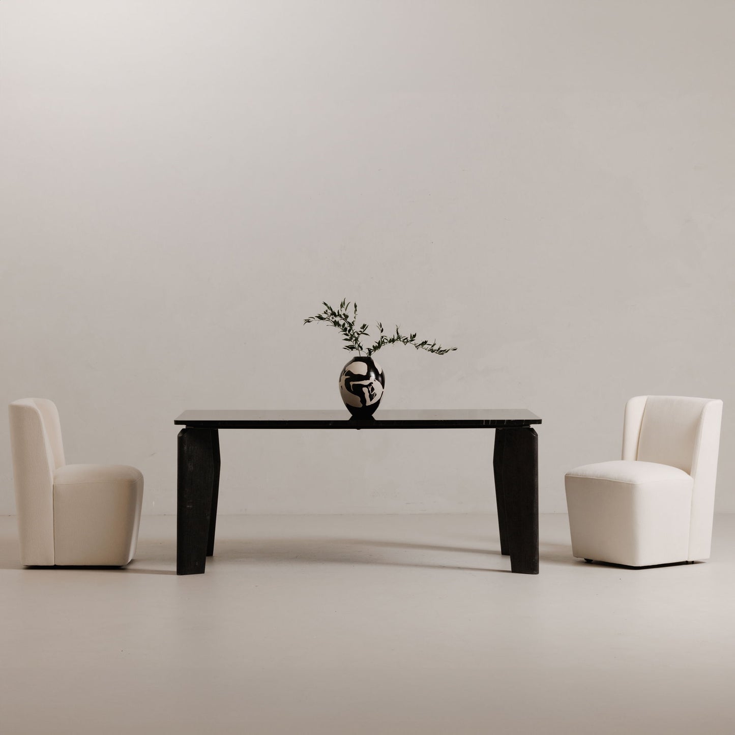 Cormac - Rolling Dining Chair - Cream / White