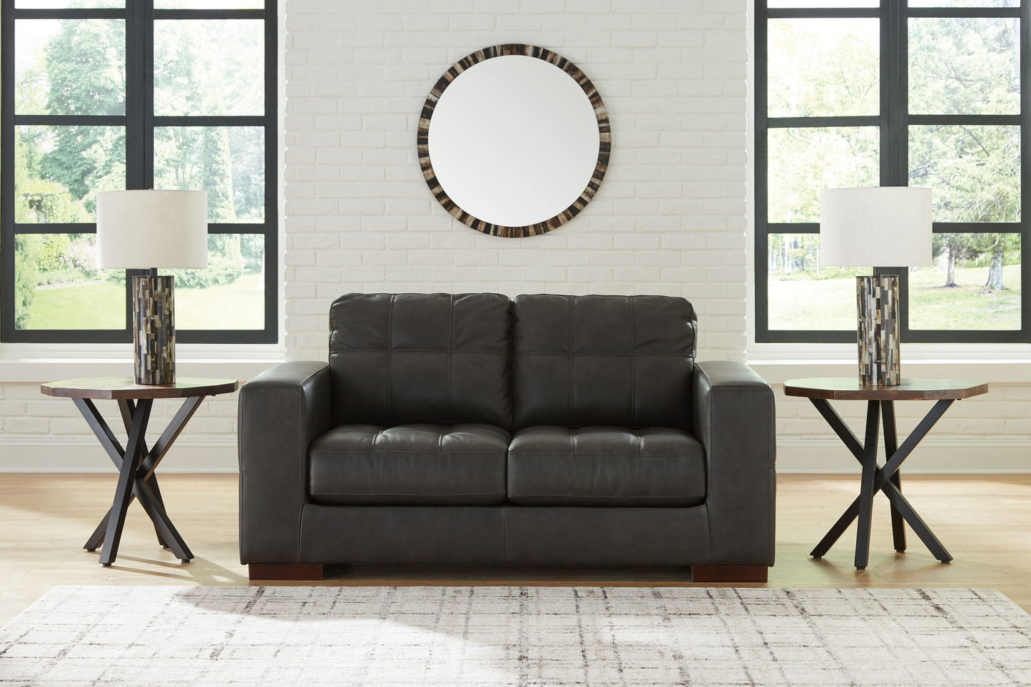 Luigi - Loveseat - Leather Match - Thunder