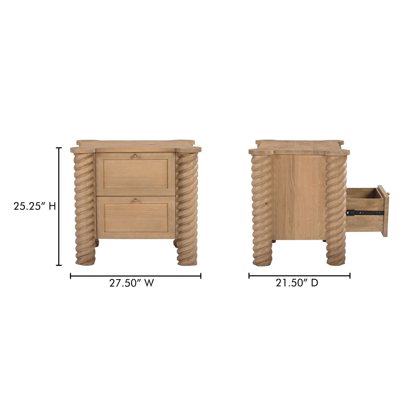 Treccia - 2 Drawer Nightstand - Oak