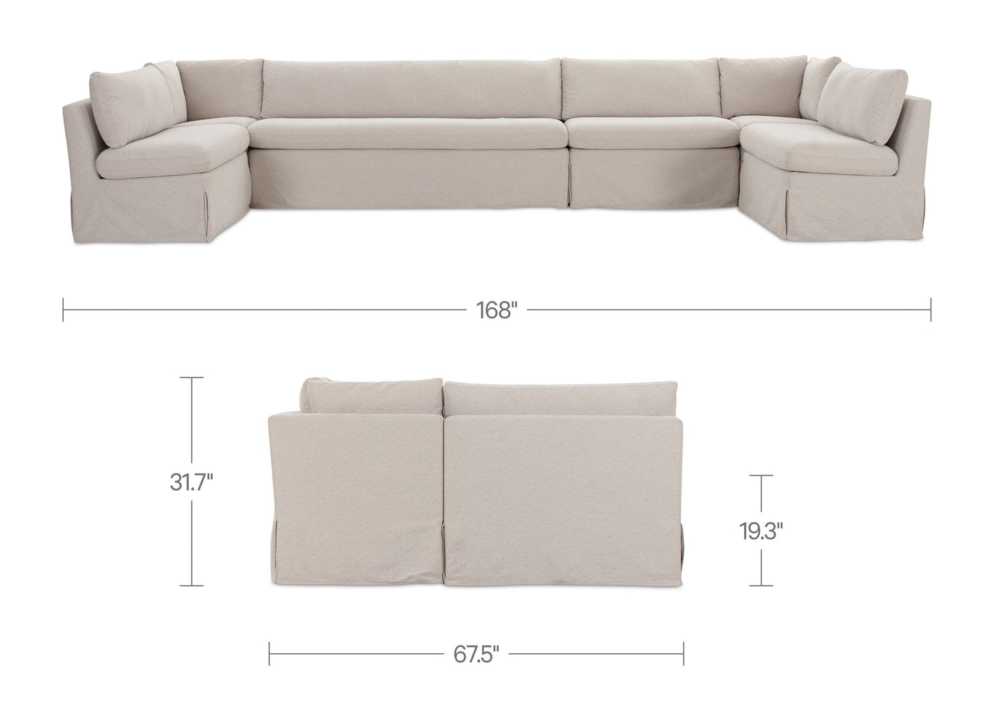 Fable - Slipcover Dining Banquette U-Shape Sectional - Beige
