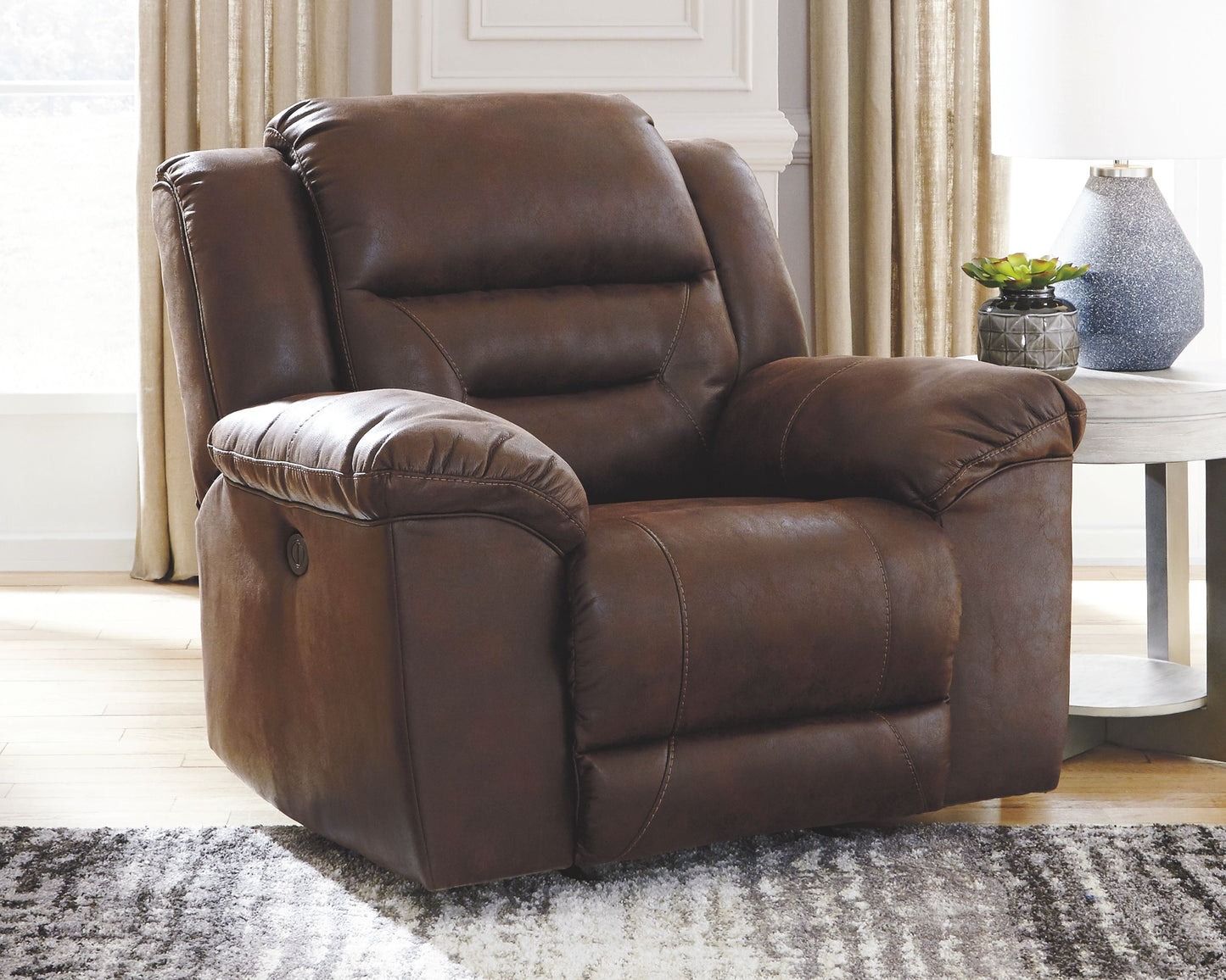Stoneland - Power Rocker Recliner - Faux Leather - Chocolate