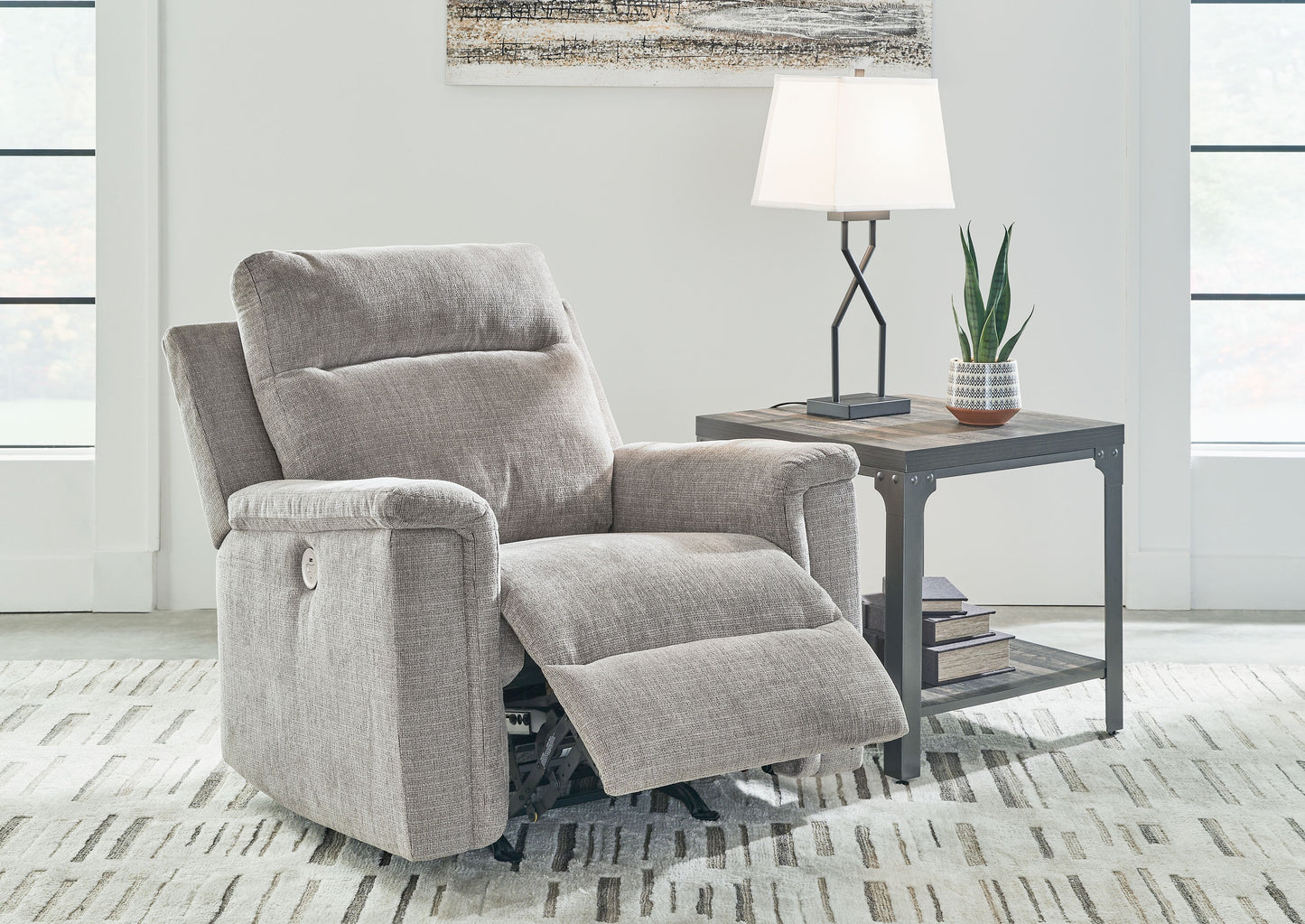 Barnsana - Ash - Power Rocker Recliner - Fabric