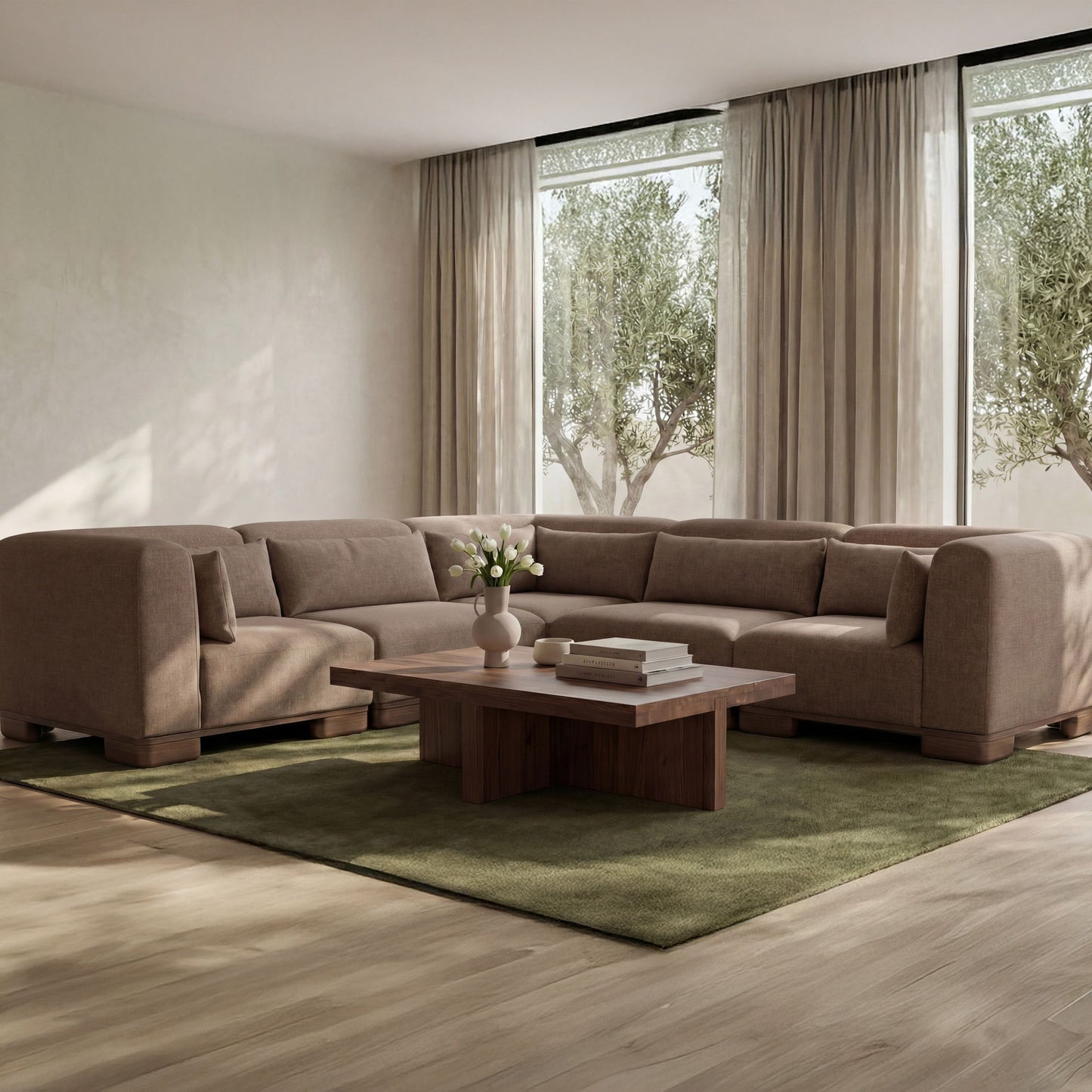 June - Classic L Modular Sectional - Dark Brown