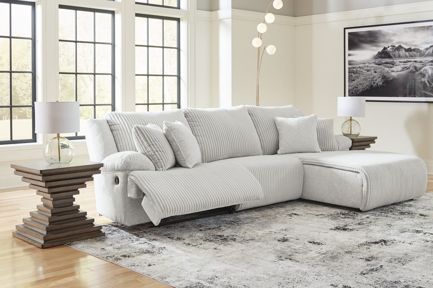 Top Tier - Alloy - 3-Piece Sectional Sofa With RAF Press Back Chaise