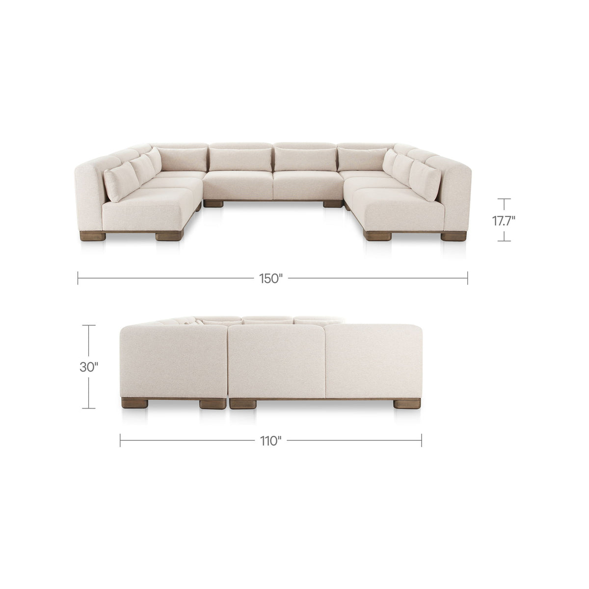 June - U Shaped Modular Sectional - Oatmeal