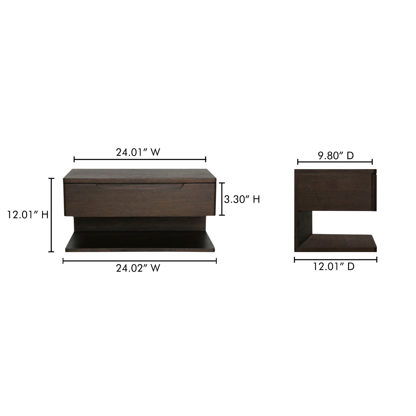 Jonah - Floating Nightstand - Dark Brown