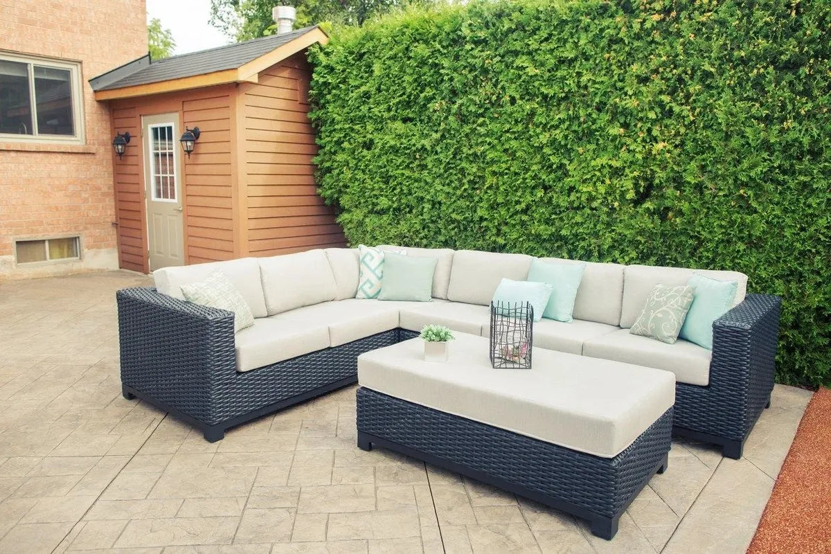 Trillium Black Wicker With Sunbrella Fabric Modular Sectional