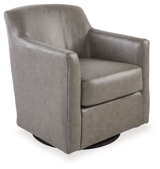 Bradney - Swivel Accent Chair - Leather Match - Fossil