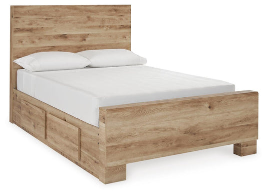 Hyanna - Full Panel Bed With 1 Side Storage - Tan Brown - Wood