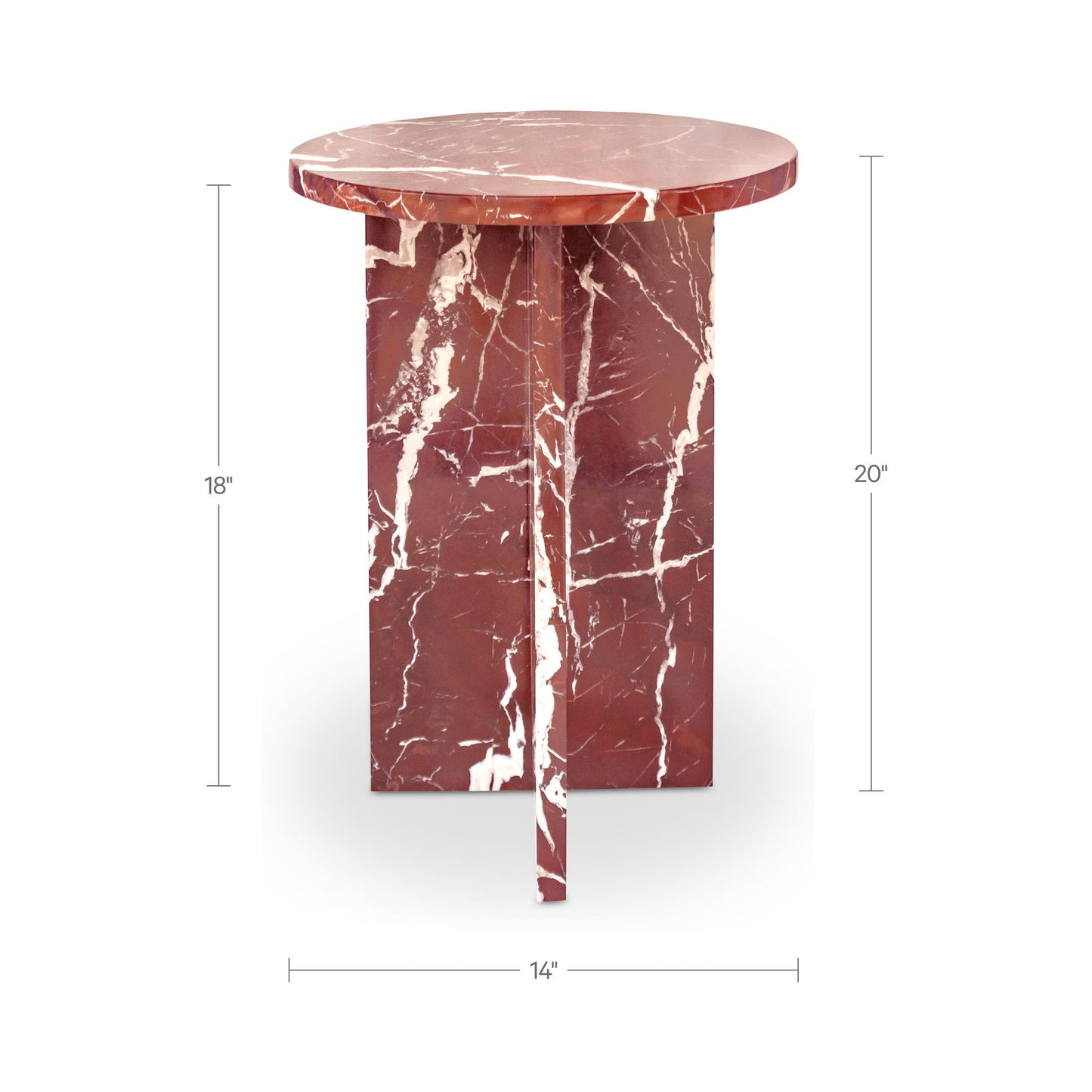 Grace - Accent Table Levante Marble - Red / Rosso