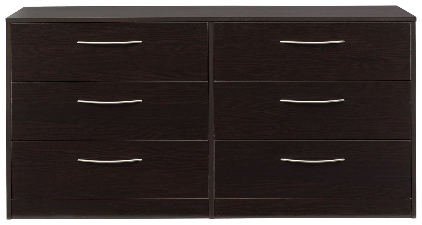 Finch - Black - Six Drawer Dresser