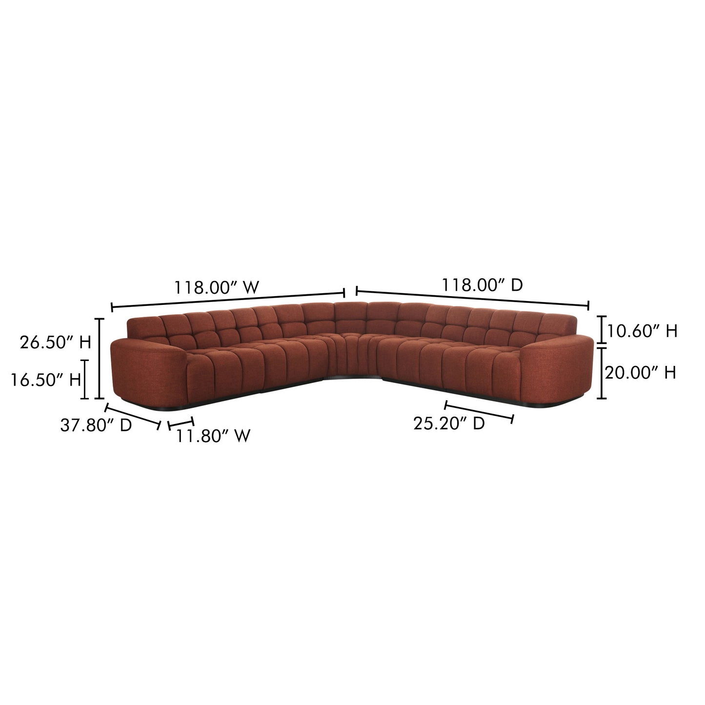 Roman - L-Shaped Sectional - Red