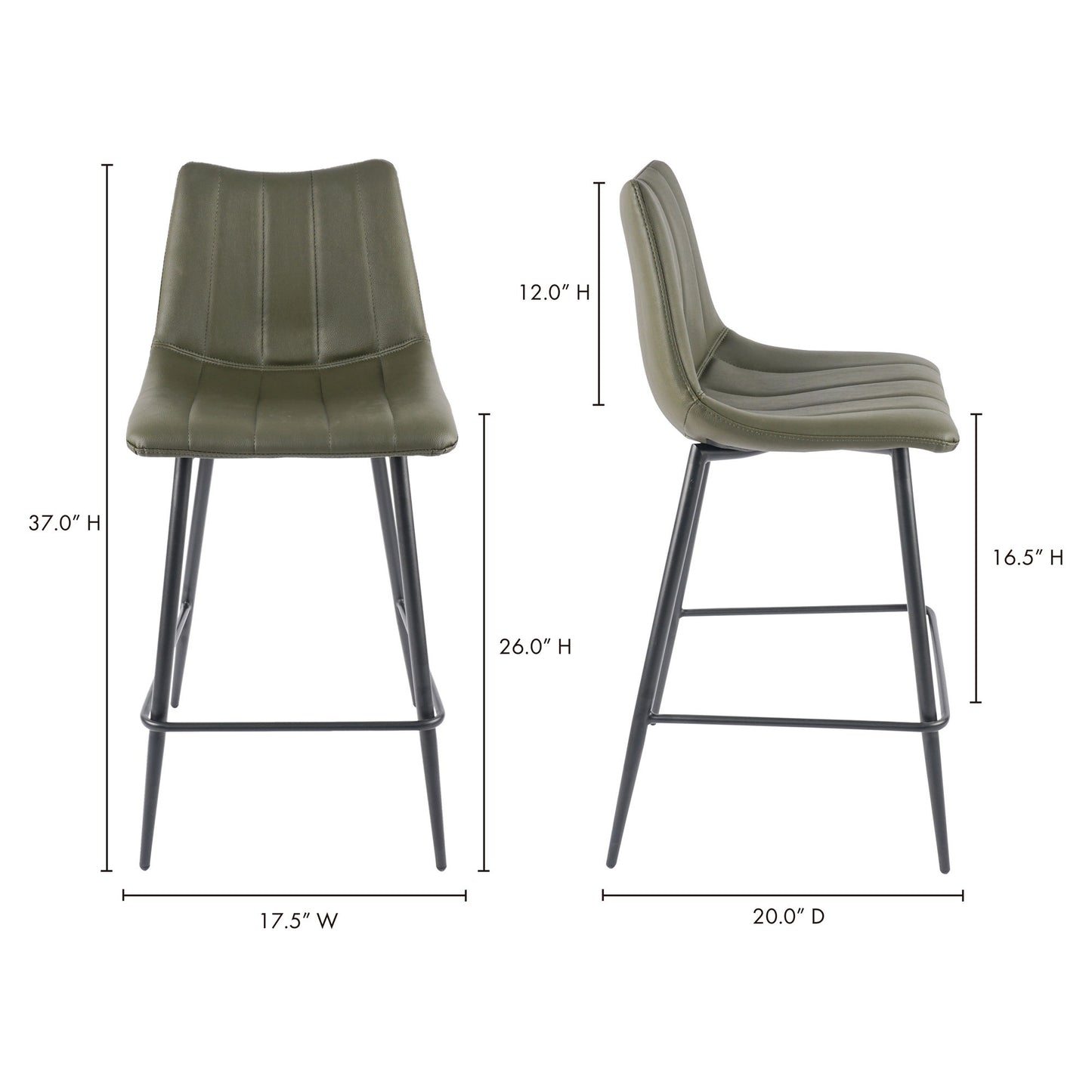 Alibi - Counter Stool (Set of 2) - Dark Green