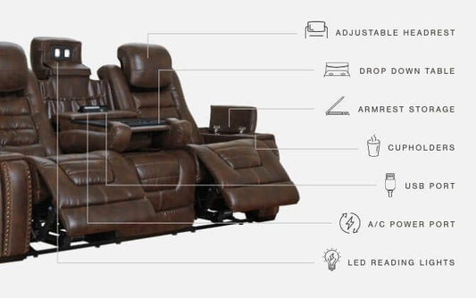 Game Zone - Bark - PWR REC Sofa with ADJ Headrest