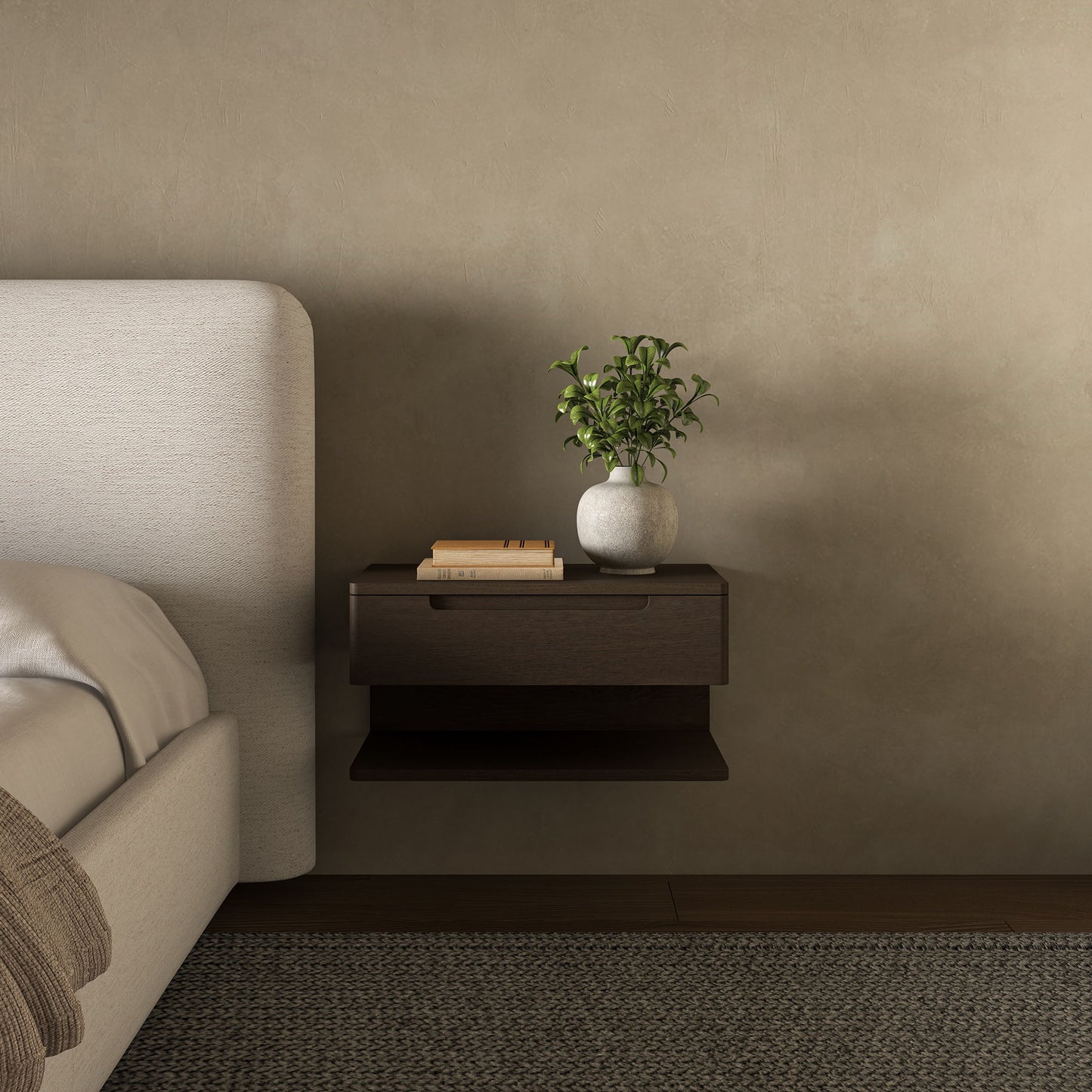Jonah - Floating Nightstand - Dark Brown