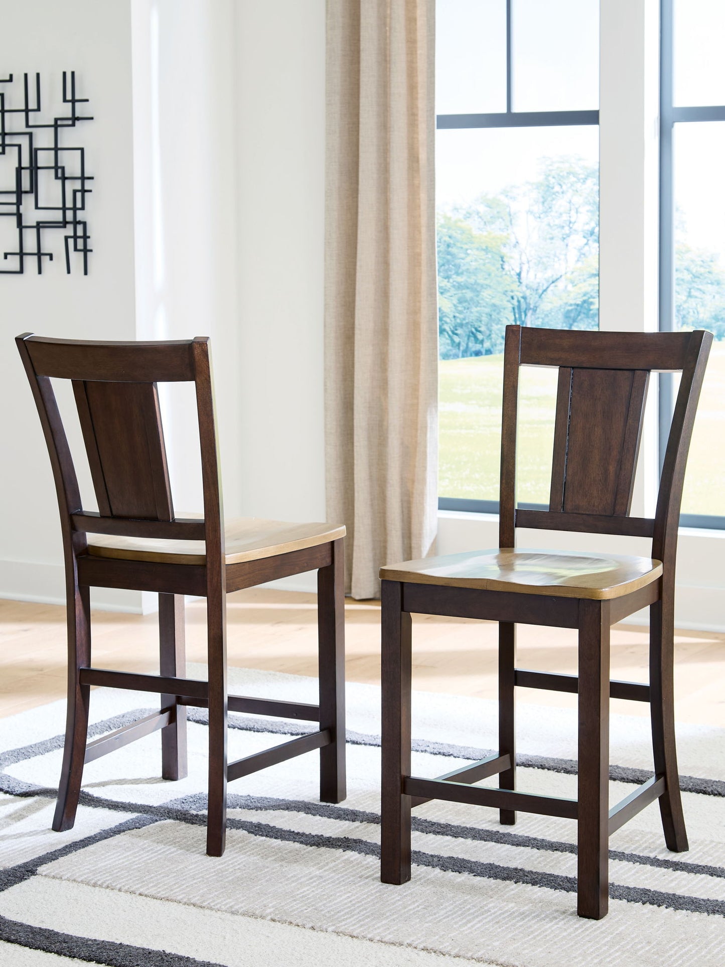 Rylandeen - Barstool (Set of 2) - Light Brown / Dark Brown