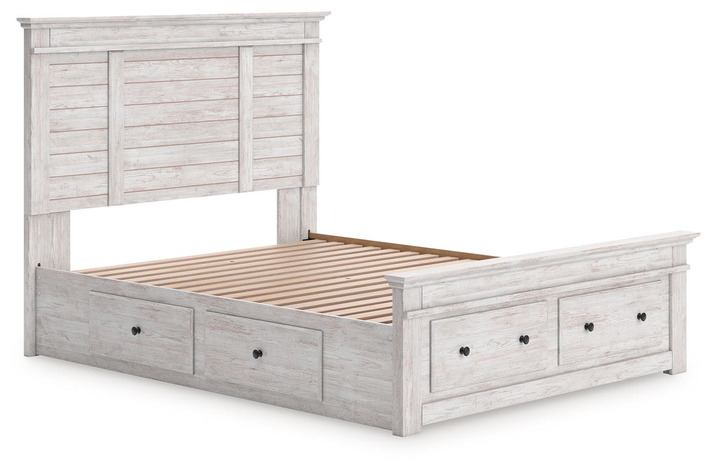 Makidern - Panel Storage Bed With 2 Under Bed Storage Units