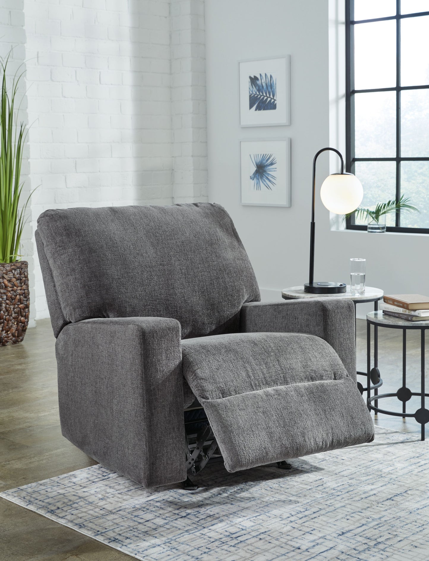 Rannis - Pewter - Rocker Recliner - Fabric