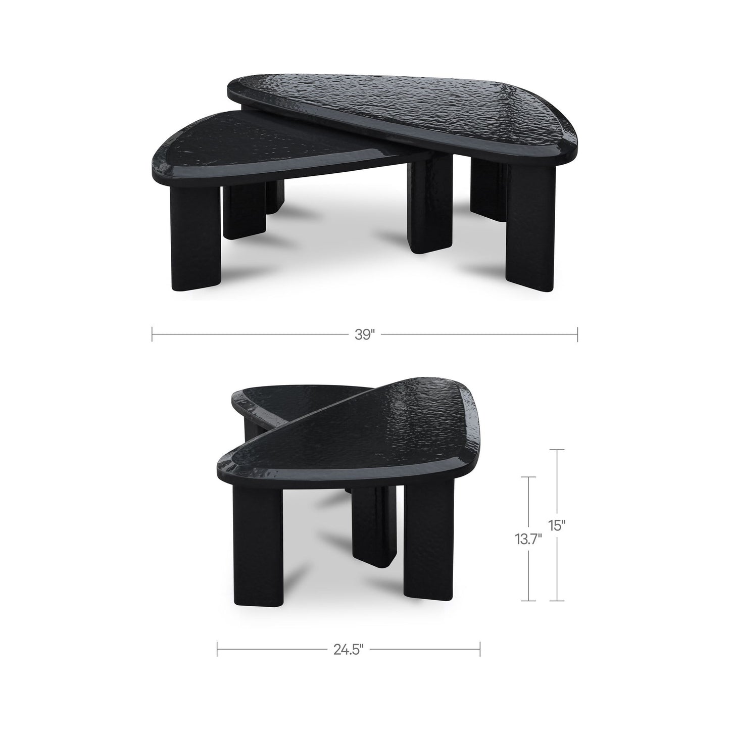 Sophie - Outdoor Nesting Table Set - Charcoal Lacquer / Gray