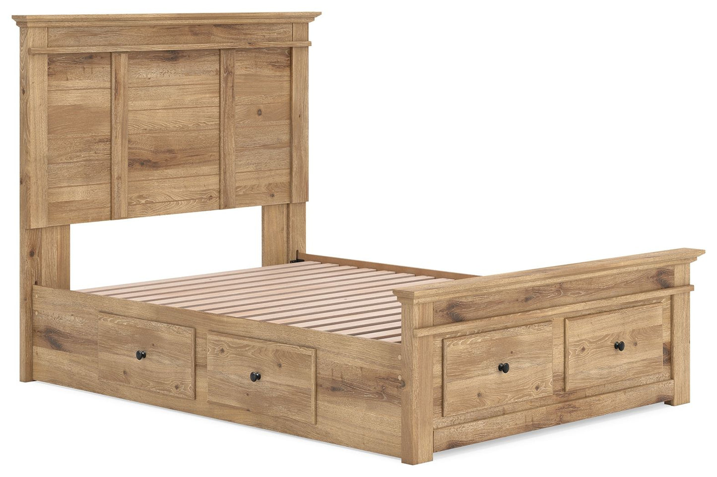 Makidern - Panel Storage Bed With 2 Under Bed Storage Units