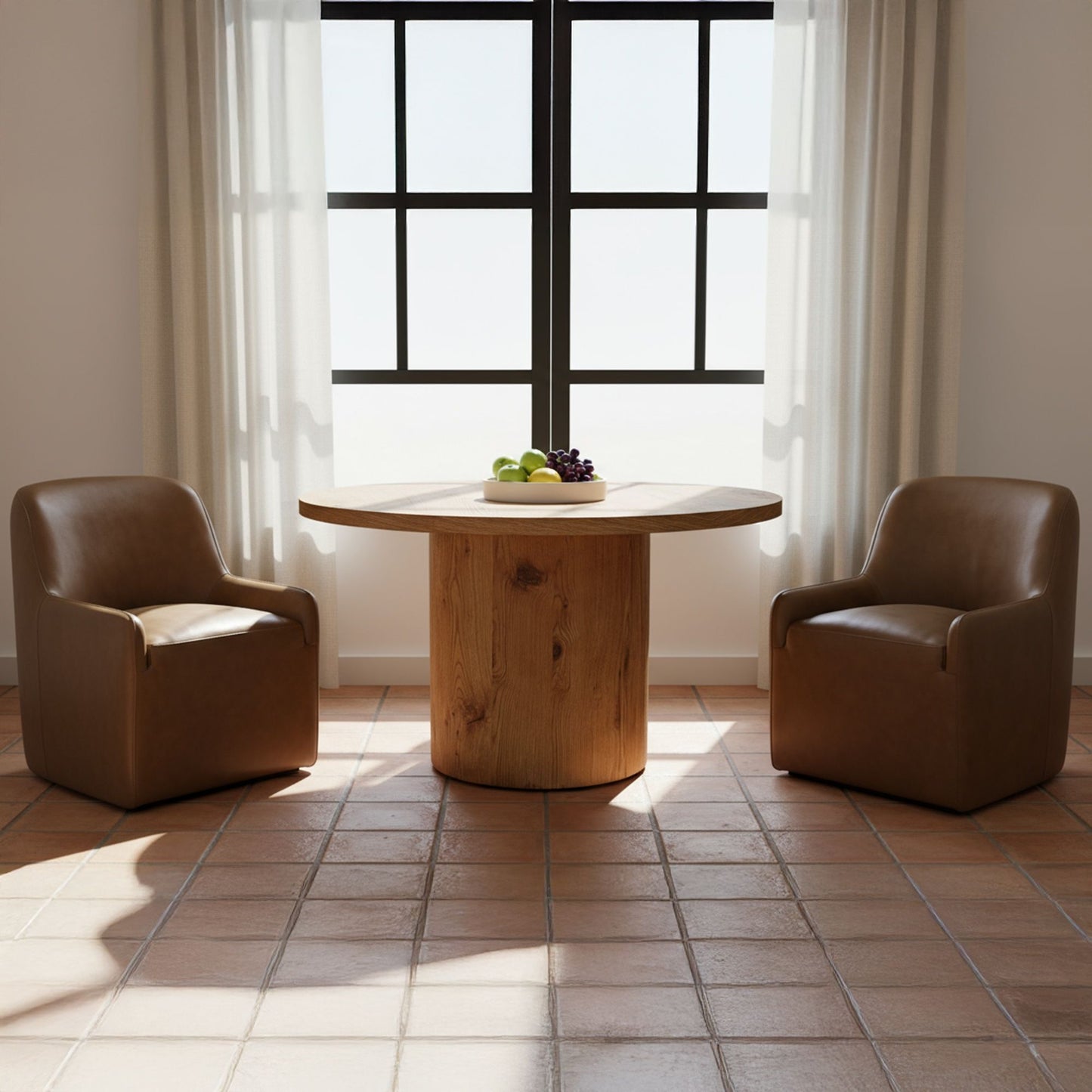 Maisie - Rolling Dining Chair Leather - Tan