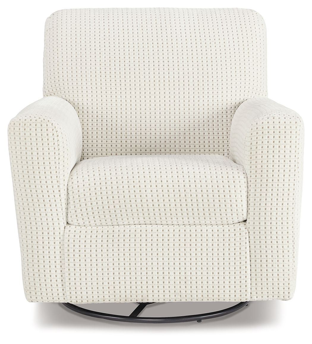 Herstow - Ivory - Swivel Glider Accent Chair - Fabric