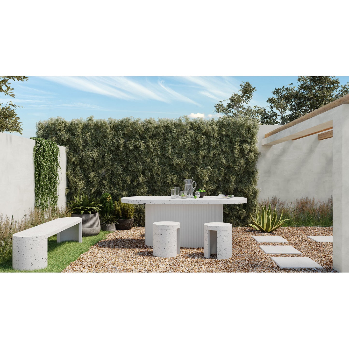 Lyon - Outdoor Cement Dining Table - Pearl Silver