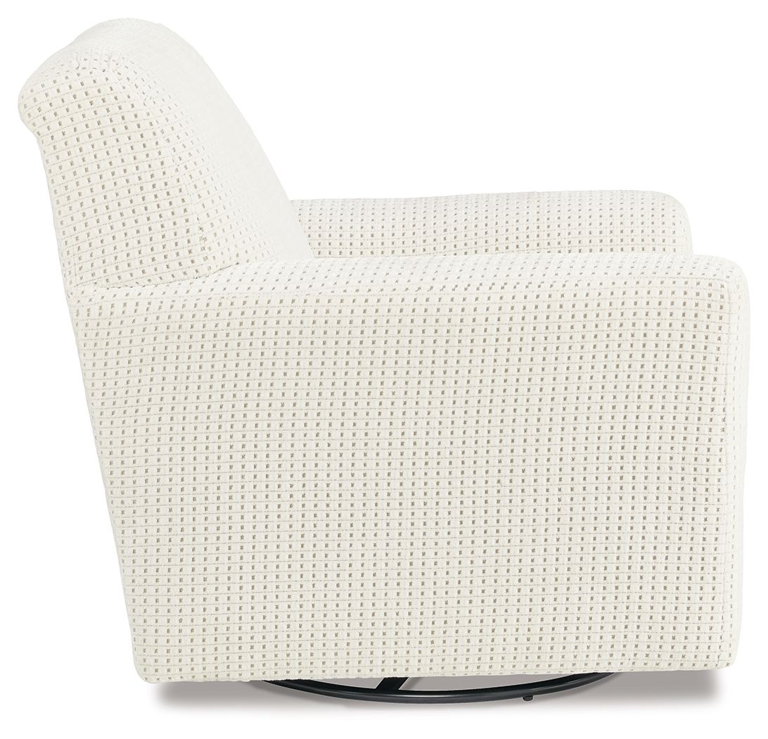 Herstow - Ivory - Swivel Glider Accent Chair - Fabric