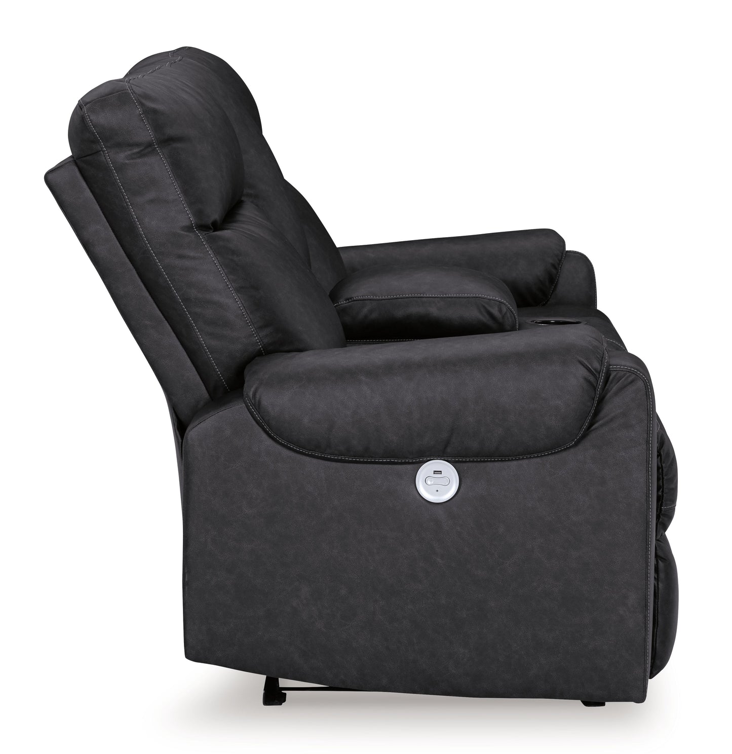 Axtellton - Carbon - Dbl Power Reclining Loveseat With Console - Faux Leather