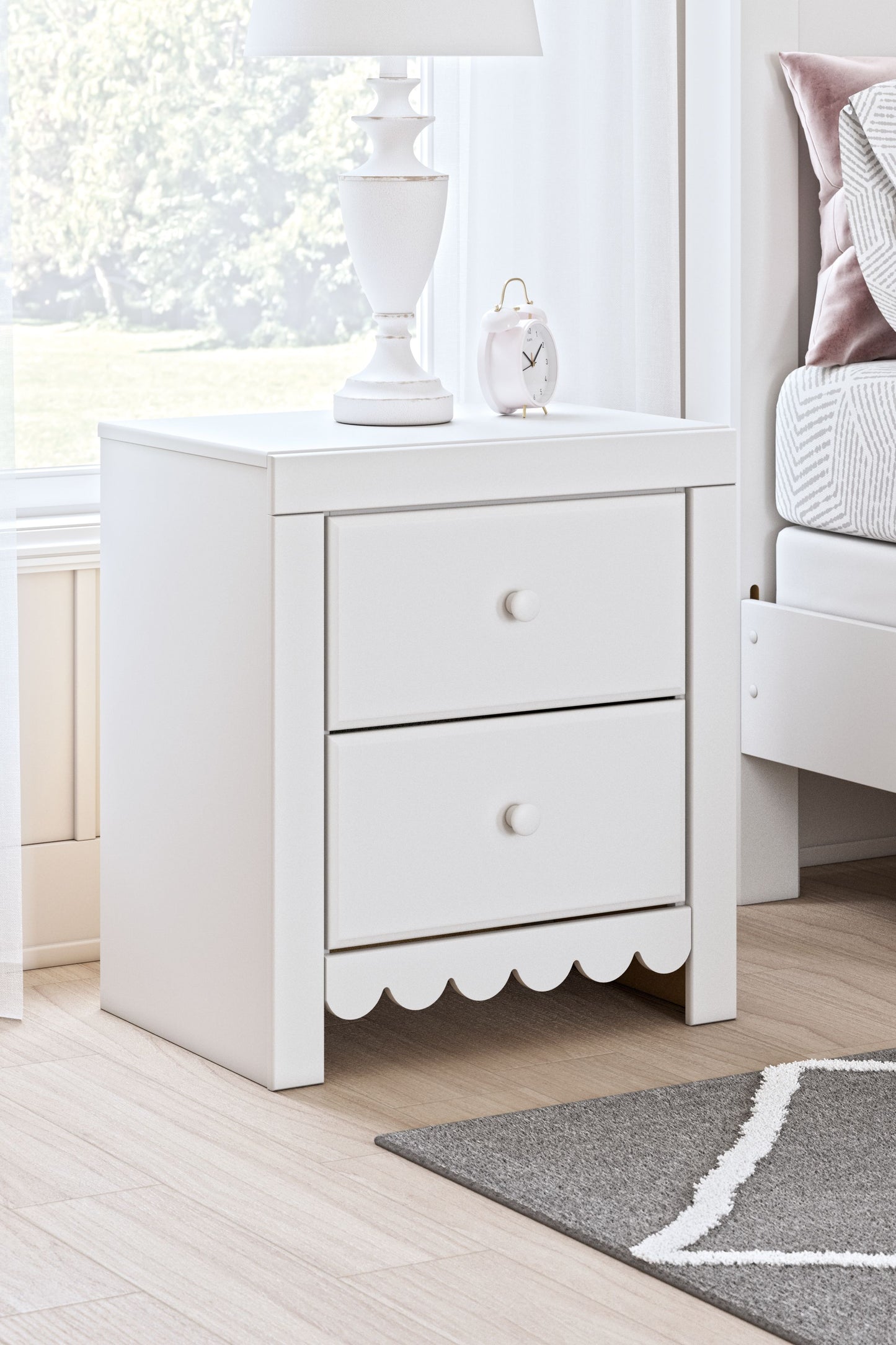 Mollviney - White - Two Drawer Night Stand