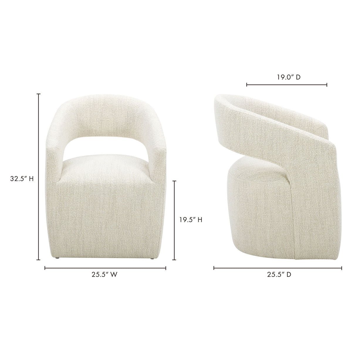 Barrow - Rolling Dining Chair - White Mist