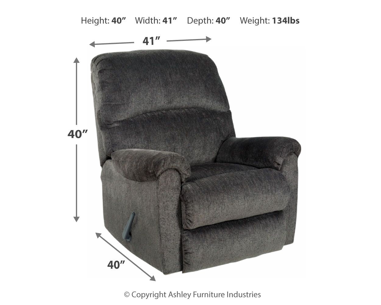 Ballinasloe - Smoke - Rocker Recliner - Fabric