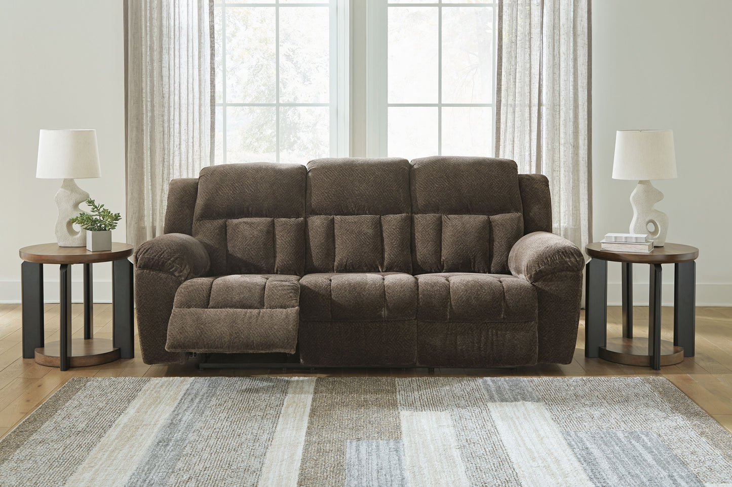 Frohn - Chocolate - Reclining Sofa - Fabric