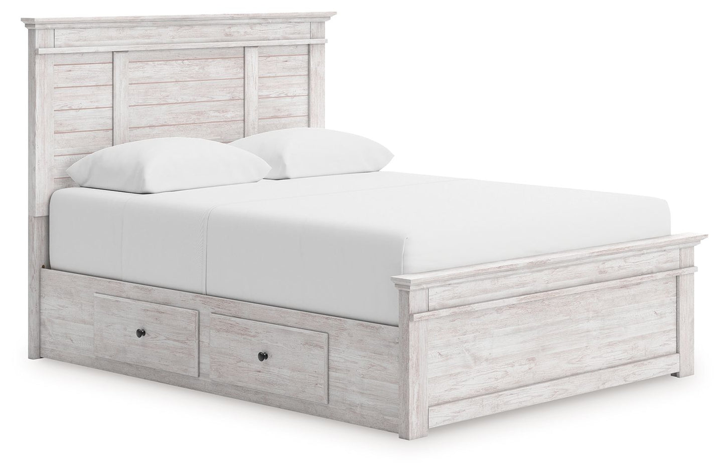 Makidern - Panel Storage Bed With 2 Under Bed Storage Units
