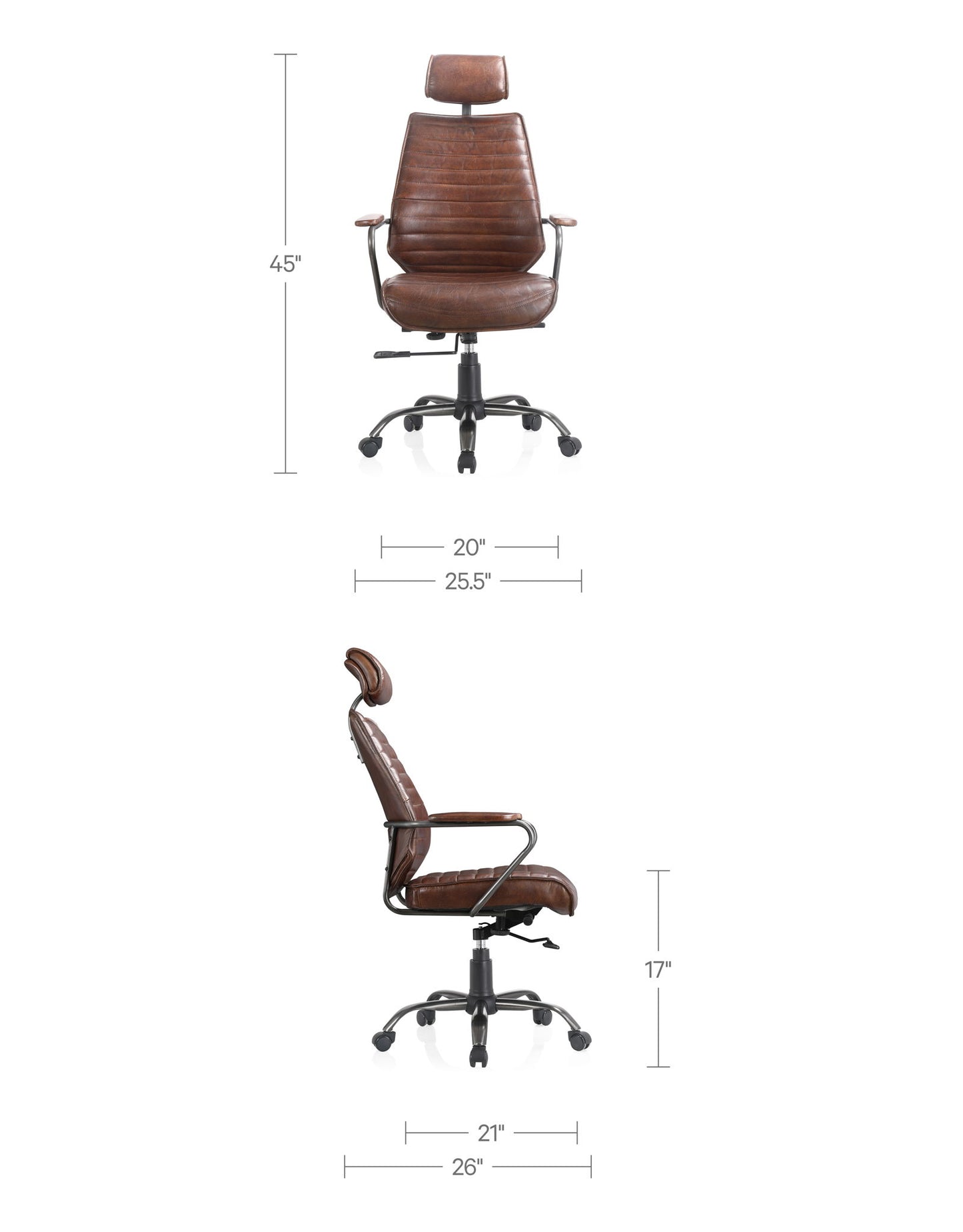 Executive - Leather Office Chair - Dark Brown