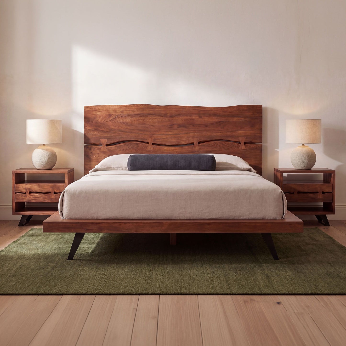 Madagascar - King Platform Bed - Light Brown